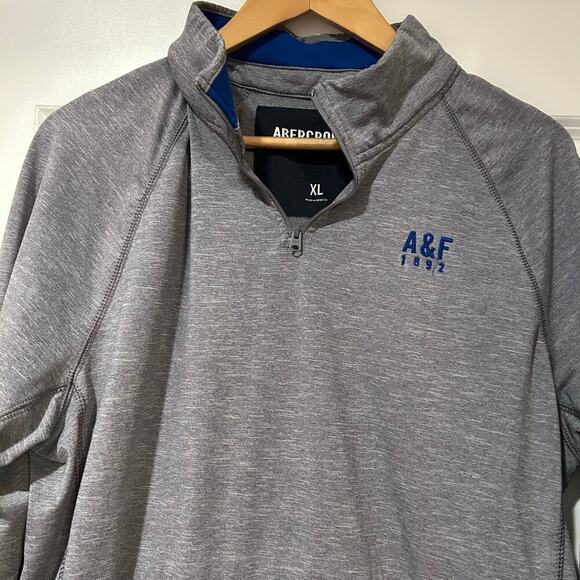 Abercrombie & Fitch Sweatshirt Men's Heather Gray 1/4-Zip Performance X-Large - Picture 3 of 10
